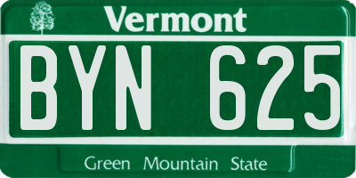 VT license plate BYN625