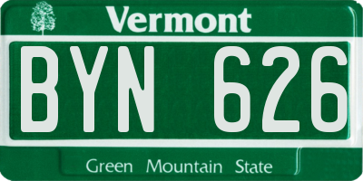 VT license plate BYN626