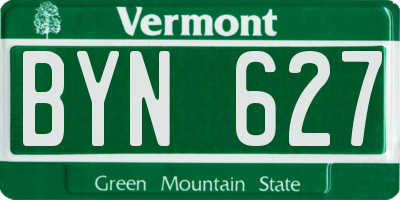 VT license plate BYN627