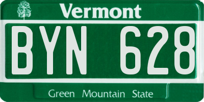 VT license plate BYN628