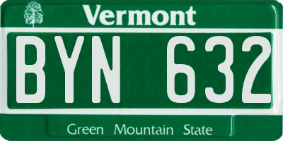 VT license plate BYN632