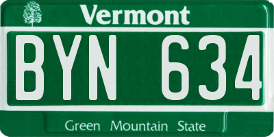 VT license plate BYN634