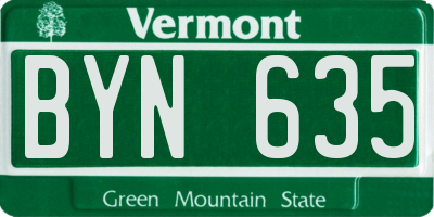 VT license plate BYN635