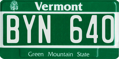 VT license plate BYN640