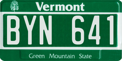 VT license plate BYN641