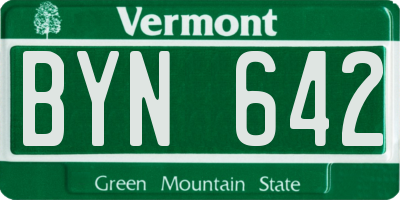 VT license plate BYN642