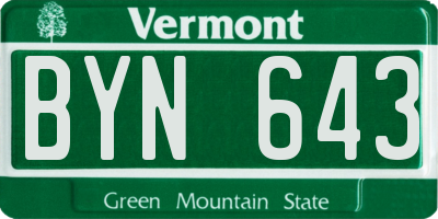 VT license plate BYN643