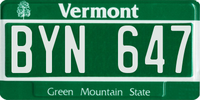 VT license plate BYN647