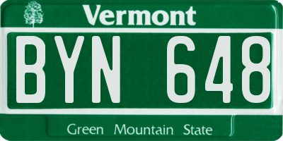 VT license plate BYN648