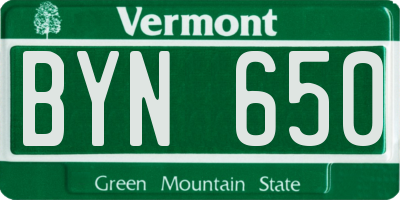 VT license plate BYN650