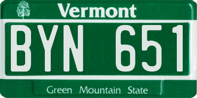 VT license plate BYN651