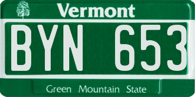 VT license plate BYN653
