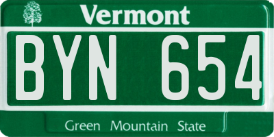 VT license plate BYN654