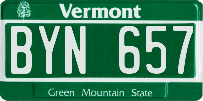 VT license plate BYN657