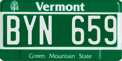 VT license plate BYN659