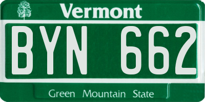 VT license plate BYN662