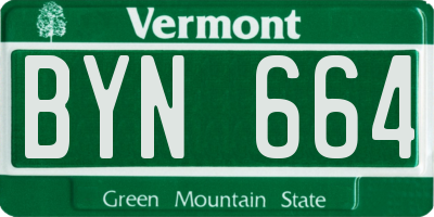 VT license plate BYN664