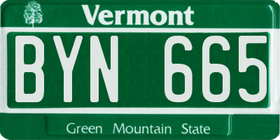 VT license plate BYN665