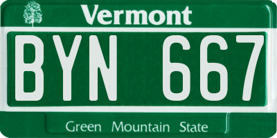 VT license plate BYN667