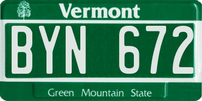 VT license plate BYN672