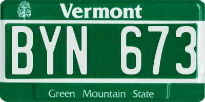 VT license plate BYN673