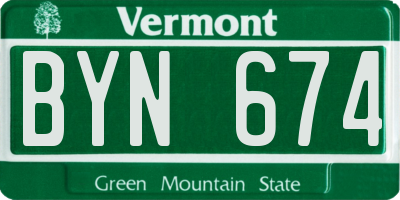 VT license plate BYN674