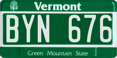 VT license plate BYN676