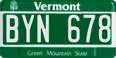 VT license plate BYN678