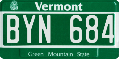 VT license plate BYN684