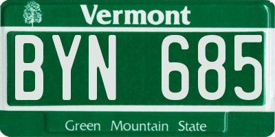 VT license plate BYN685