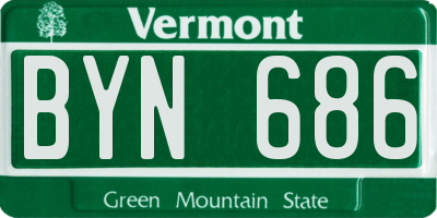VT license plate BYN686