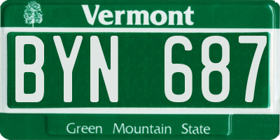 VT license plate BYN687