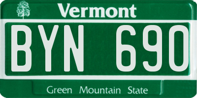 VT license plate BYN690