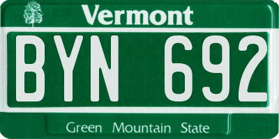 VT license plate BYN692
