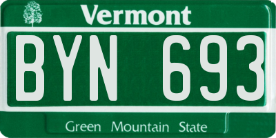 VT license plate BYN693