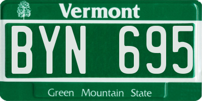 VT license plate BYN695