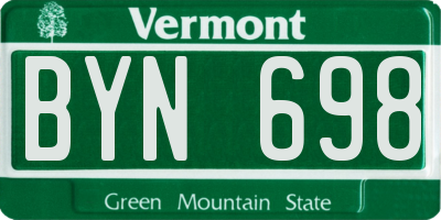 VT license plate BYN698