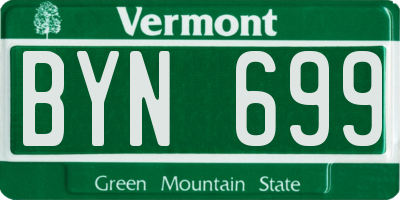 VT license plate BYN699