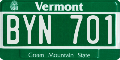 VT license plate BYN701