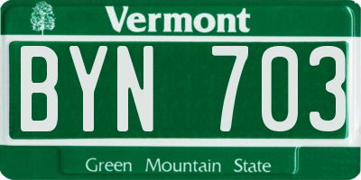 VT license plate BYN703