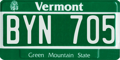 VT license plate BYN705