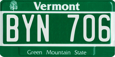 VT license plate BYN706