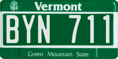 VT license plate BYN711