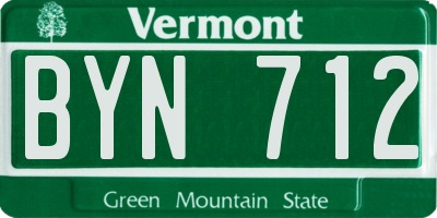 VT license plate BYN712