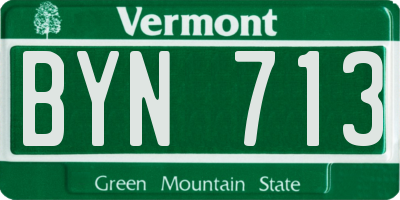 VT license plate BYN713