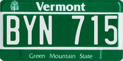 VT license plate BYN715