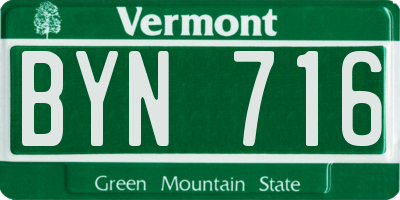 VT license plate BYN716
