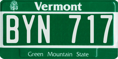 VT license plate BYN717