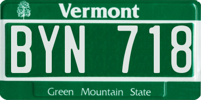 VT license plate BYN718