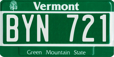 VT license plate BYN721